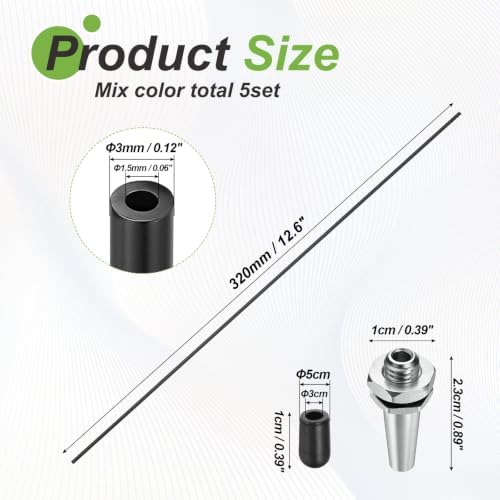 MECCANIXITY 5pcs 320mm RC Antenna Tube W/Aluminum M6 Base Mounts — 사진 2