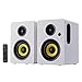 Sanyun SW206 4” HiFi Bookshelf Speakers with Studio Mode, 80W Active, Bluetooth 5.4/Optical/Coaxial/TRS/Aux/24bit DAC USB, for Turntable TV PC Desktop, MDF Cabinet, Remote Control, White