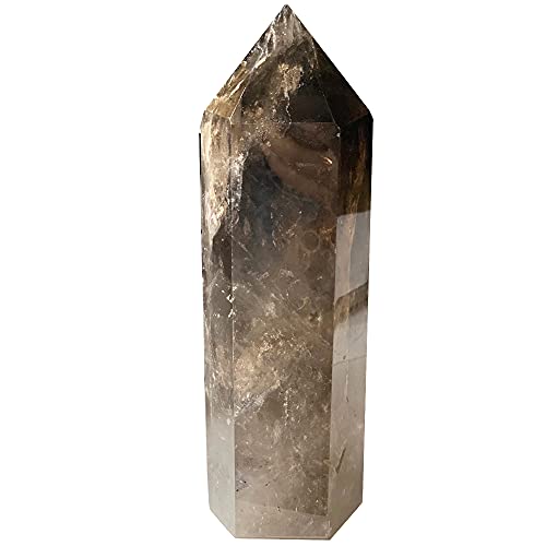 Natural Clear Smoky Quartz Crystal Wand Citrine Points Crystal Healing Stone Wand