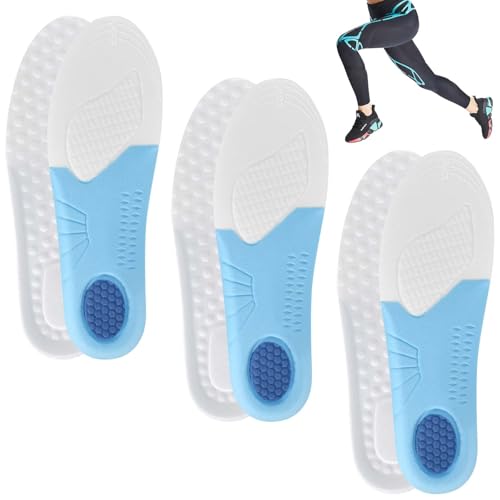 Plantillas Gel Memory Foam,3 Pares Plantillas De Zapatos Para Niños,Plantillas Zapatillas Deportivas Que Absorben Los Golpes, Plantillas De Confort Recortables