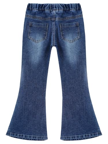 DINORMIN Girls Washed Denim Pants Skinny Flared Jeans Bell-Bottoms Long Pants Casual Tousers4