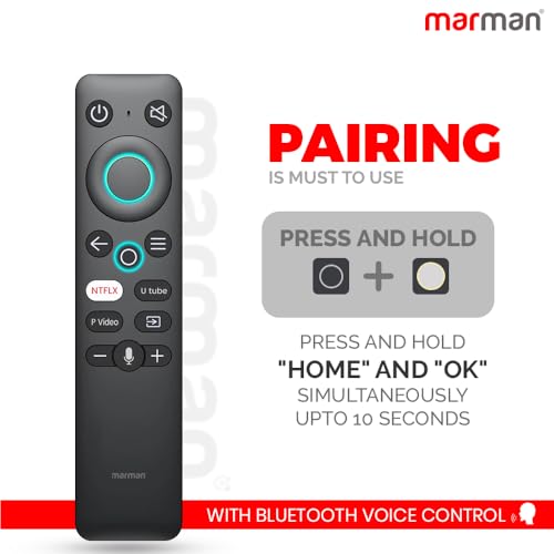 Image of marman Compatible Realme TV Remote Control Original Bluetooth and Voice Enabled with Netflix YouTube and Prime Video Hotkeys for Andriod Smart HD 4k LED Television - Pairing Must !
