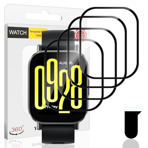 Euukzzea 4 Piezas Protector Pantalla para Xiaomi Redmi Watch 5 Active Cristal Templado, Película de TPU Flexible Protector HD Transparente, Anti-Arañazos Sin Burbujas Película Protectora