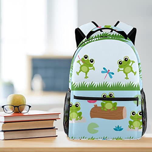 Mochila para portátil resistente con diseño de rana y libélula 6