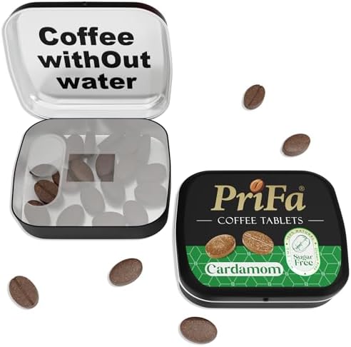 PriFa Coffee Tablets, Cardamom Pocket Coffee - Unsweetened Real Coffee Absorbable Lozenge Coffee Candy - Natural Sugar Free Instant Energy Pouches, Caffeine Mints for Keto (Cardamom, 1 Pack, 25 Tablets)