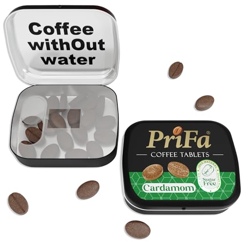 Image of PriFa Coffee Tablets, Cardamom Pocket Coffee - Unsweetened Real Coffee Absorbable Lozenge Coffee Candy - Natural Sugar Free Instant Energy Pouches, Caffeine Mints for Keto (Cardamom, 1 Pack, 25 Tablets)