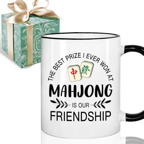 Puouoonyi Novelty Mahjong Gift for Mahjong Players, Mahjongg Lover And Mahjong Player Gifts Mug for Friends Women Men, Chinese Mah-jong Enthusiast Gift for Coworkers Dad Mom Him Her 11oz