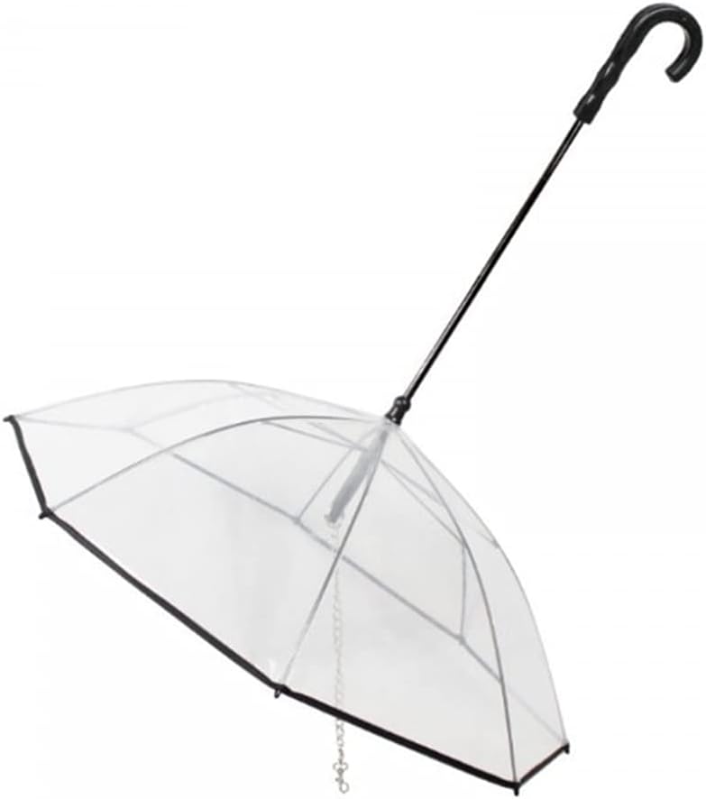 Pet Umbrella,Transparent Waterproof Dog Umbrella W/Leash for Outdoor Walking in Snow Rain