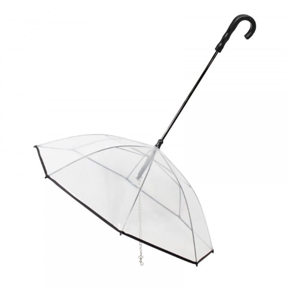 Pet Umbrella,Transparent Waterproof Dog Umbrella W/Leash for Outdoor Walking in Snow Rain