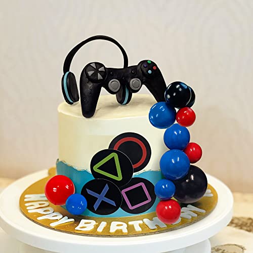 30 Pcs Video Game Themes Cake Toppers ,Headset Cake Decoration Ball , Controller Cake Decoration For Birthday Party Cake Decoration (Colour) #TOP2