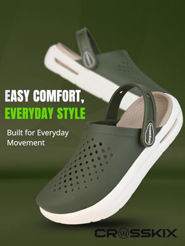 Image of Crosskix AeroComfort 2.0 Men's Lightweight Sport Clogs - Breathable EVA Slip-On Water Shoes with Arch Support and Adjustable Heel Strap
