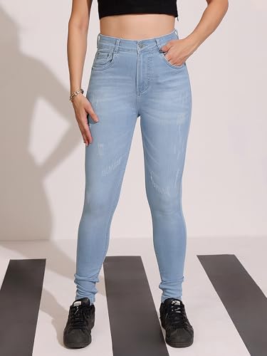 Image of Dolce Crudo Women's Skinny Fit High Rise Cropped Length Stretchable Denim Jeans