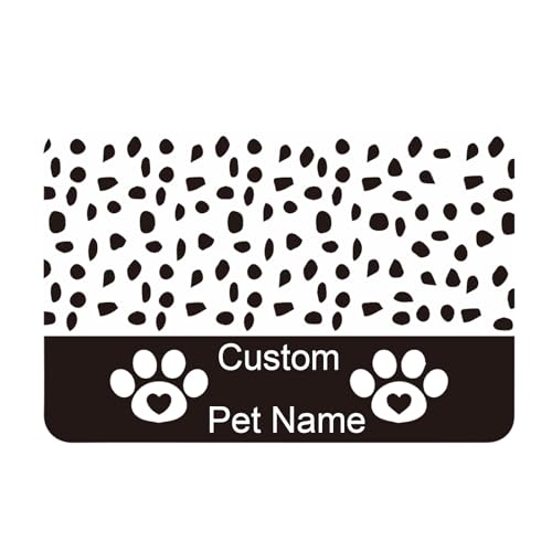 JMIPET Tapis pour Chiens et Chats personnalisé – Tapis en Cuir pour gamelle, antidérapant et Facile à Nettoyer, idéal pour Nourriture, avec nom imprimé(A4)
