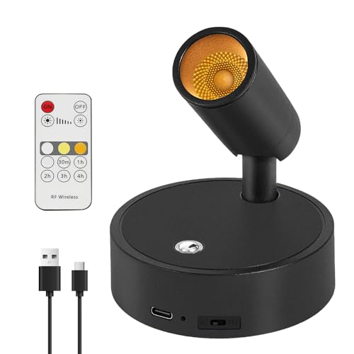 Dhqkqg Faretto a LED Senza Fili, Lampada da Parete, Faretto Led Ricaricabile con Telecomando, FAretto a Batteria 3 Temperature di Colore, Dimmerabile, Funzione Temporizzazione, per Piante Artistiche