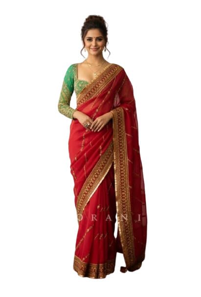 Brulry Women's Organza Silk Green Colour Embroidered Bollywood Trandy Saree With Blouse Piece - Review, Price and Buying Guide