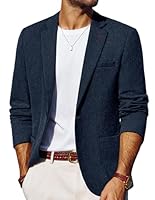 PJ PAUL JONES Sakko Herren EIN Knopf Sommer Leinen Blazer Sportlich Leichte Jackett Dunkel Blau XL