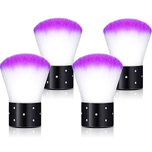 4 Piezas Cepillo de Polvo de Uñas Removedor de Polvo de Arte de Uñas Suave Brochas de Limpieza Polvo de Kabuki para Uñas Pinceles de Rubor en Polvo para Maquillaje (Morado)