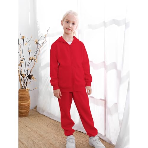 CM C&M WODRO AFUKUIA Girls Solid Jogger Set Active Zipper Long Sleeve Hoodie Sweatshirt and Sweatpants Kid Tracksuit Outfit2