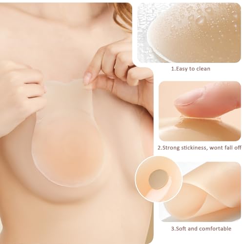 Image of Nipple Covers for Women Pasties Nipple Covers with Lift Sticky Adhesive Reusable Silicone Nipple Pasties