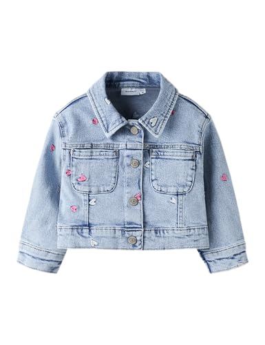 NAME IT Nmfelisa Dnm Emb Jacket 2633-Fr T, Denim Blanqueado Azul Claro, Numeric_98 para Niñas