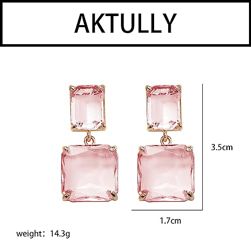 Crystal Square Earrings for Women Clear Earrings Rhinestone Geometric Earrings Transparent Rectangle Drop Earrings Wedding Bridal Birthday Jewelry for Women3