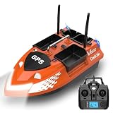 4 Boxes GPS RC Bait Boat for Fishing with 6.6lbs Load Capacity, 18000mAh Battery & Dual Motor&Antena for 500M Long-Range Bait Deployment, Fish Bait Boats with Stern Hook System for Fishing