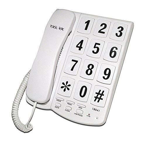 Image of Big Button Corded Telephone Desk/Wall Mounted in White/Black (White)