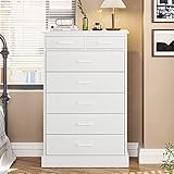 EPHEX Tall Dresser with 7 Drawers for Bedroom, Storage Tower Clothes Organizer, White Chest of Drawe