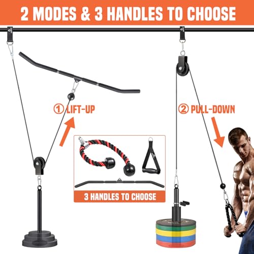 SERTT Cable Pulley System Gym, Power Rack Pulley Attachment with 2-in-1 LAT Pull Down Bar and Upgraded Loading Pin,Used for Triceps Pulldown, Biceps, Back, Shoulder - Image 4