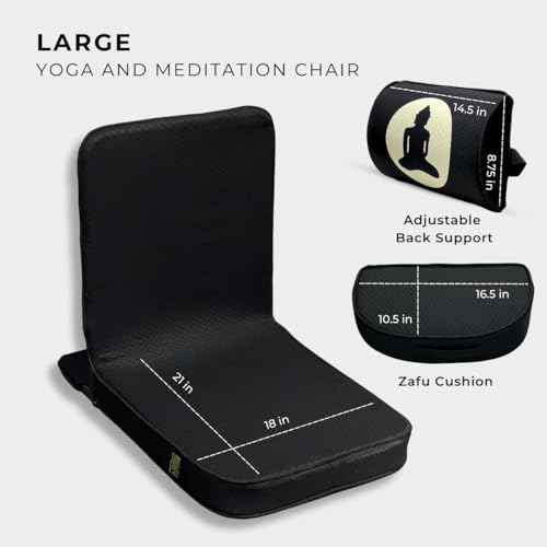 Image of Friends Of Meditation 4-in-1 Folding Buddha Chair - Ergonomic Yoga Seat with Half-Moon Zafu, Detachable Lumbar Support & Carry Case - Black