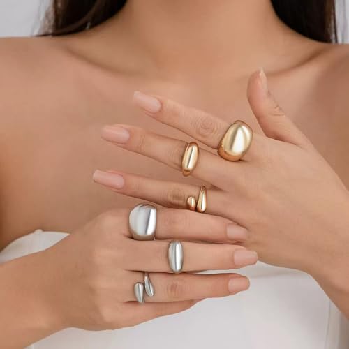 Image of Shining Diva Fashion Combo Set Gold and Silver Plated Rings for Women and Girls Stylish