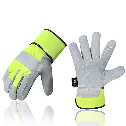 Gardening Work Gloves, Leather Working Gloves for Yard Gardening Weeding Digging and Pruning (Large10x5.3inï¼‰