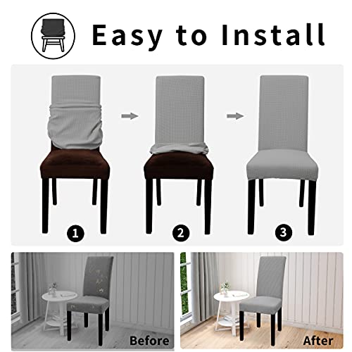 Easy-Going HU-XI-41 100% Waterproof Dining Room Chair Cover Set Of 6, Stretch Jacquard Parson Chair Slipcover Removable Washable Chair Protector thumb #5