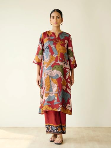 Image of ANNI Designer Women's Rayon Viscose Straight Printed Kurta with Palazzo