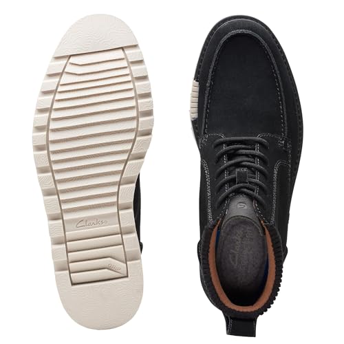 Clarks Men's Barnes Mid Oxford Boot, Black Suede, 8 Medium US