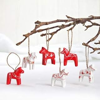Dalahorse Wooden Ornaments - 6 Pack Assortment C
