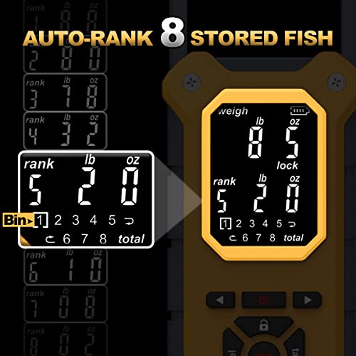 Snail Trail Fish Scale With 7.5'' Floating Lip Gripper, 50 Lbs Digital Fishing Weigher With Hook & Clamp, Tournament Bass Culling Scale With 8 Srorage Bins, Boat Hanging Weight Scale, Gifts For Men #TOP1