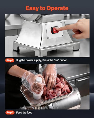 Image of VEVOR Meat Grinder, 552 LB /H Capacity, #12 Electric Meat Mincer with 2 Plates, 3 Sausage Stuffing Tubes & Kibbe Kit, 750W /1HP Sausage Maker for Home Kitchens & Restaurants, ETL Listed