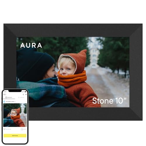 Image of Aura Stone Digital Picture Frame - 10.1 inch HD Mat Display | Wirecutter's Best Digital Frame for Gifting - Send Photos Directly from Your Phone | Quick & Easy Setup Over WiFi - Free App | Black