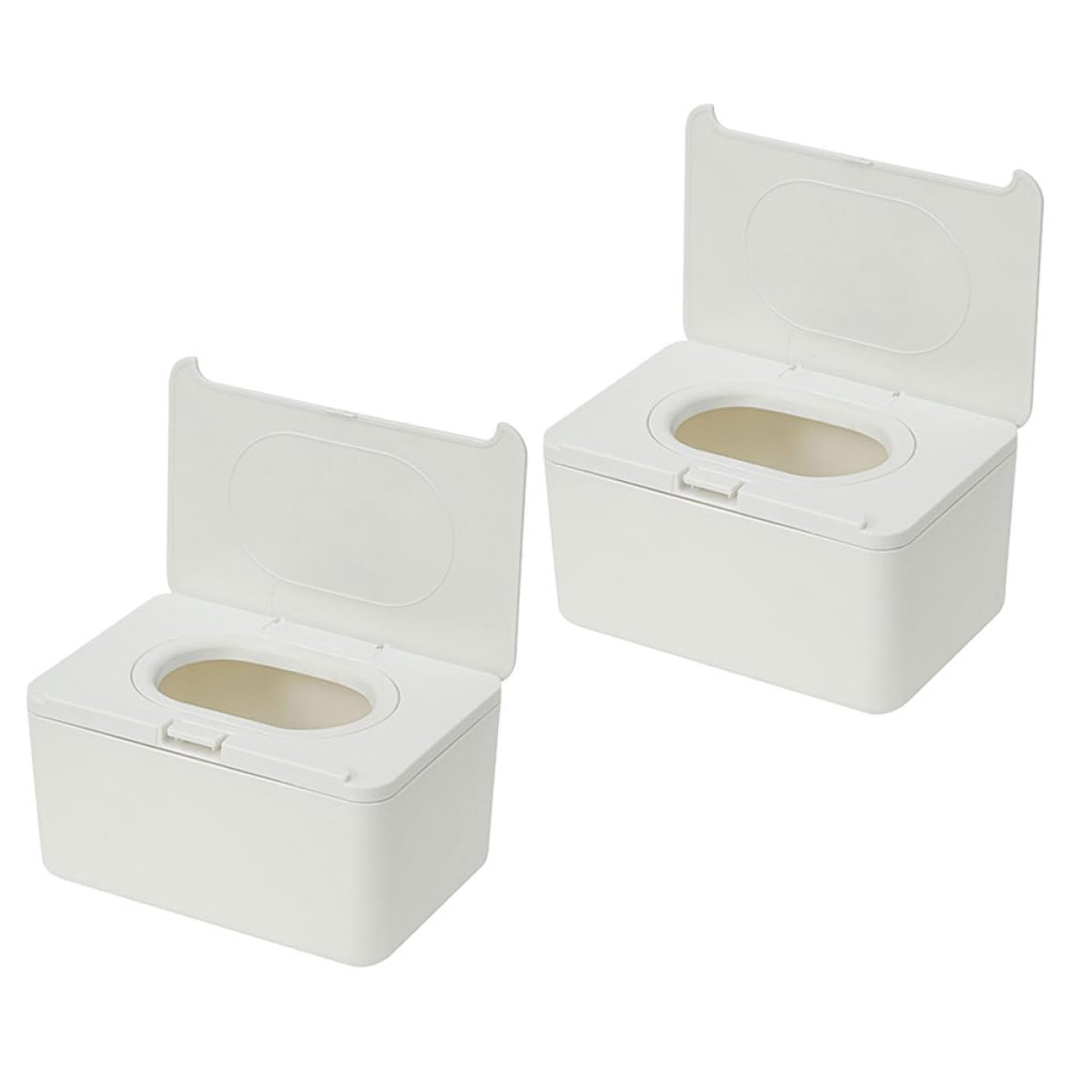 2 Stück Feuchttuchspender Feuchttücherbox mit Deckel Kompakt und Leicht Kunststoff Weiß für Wohnzimmer Badezimmer Vielseitiger Aufbewahrungsbehälter