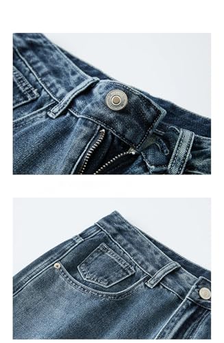 Men's Mid-Waist Casual Loose Jeans, Summer Thin Straight Pants, Street Retro Jeans3