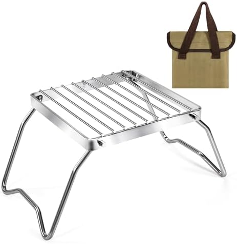 Grille de Camping Pliable en Acier Inoxydable Support de Poêle de...