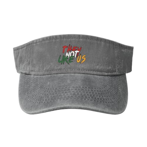 They-Not-Like Us Juneteenth 1865 Freedom Day Denim Visor Hat Golf Sports Empty Top Cap Men Women Gray