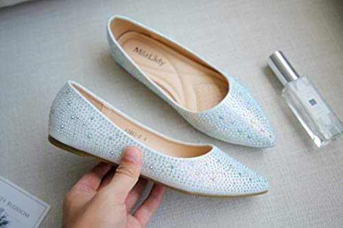 Mila Lady Sparkly Crystals Rhinestone Comfortable Slip On Point Toe Ballet Flat Shoes for Women Wedding Party Office - Image 3