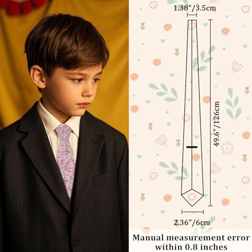 Boys Tie Floral Kids Ties Self-tied Cotton Ties for Boys, 2.36" Youth Tie for School Accessory Party Daily Graduation2
