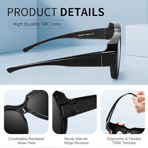 Fit Over Glasses Sunglasses for Women, Polarized Round Sunglasses UV400 Protection Shades Lightweight TR904