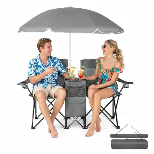 Outvita Folding Double Camping Chair with Umbrella