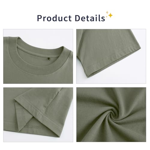 KEEPSHOWING Men's Oversized T-Shirts Cotton Unisex Short Sleeve Tshirts Crew Neck Loose Basic Tops Solid Athletic Tee(WT+LGN+BK L) by KEEPSHOWING - Used condition - Image 2