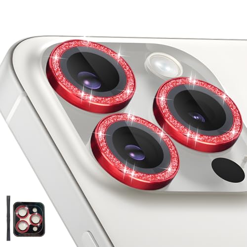 Protecteur objectif iPhone 15 Pro Max verre trempé anneau individuel rouge
