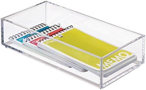 iDesign 40940 Tray, Small Plastic Organiser for Cosmetics, Makeup and Accessories, Practical Storage Box for Dressing Table, Drawers or Bathroom, Clear, S: 10 cm x 20.3 cm